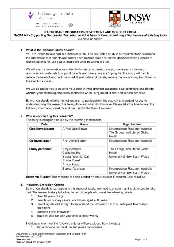 Participant information and consent form